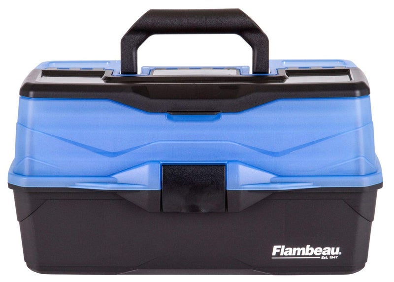 Flambeau Outdoors 6383FB 3-Tray Tackle Box - Classic Fishing Lure Storage Organizer, Large Portable Tackle Box, 32 Tray Compartments, Frost Blue/Black - Image 2